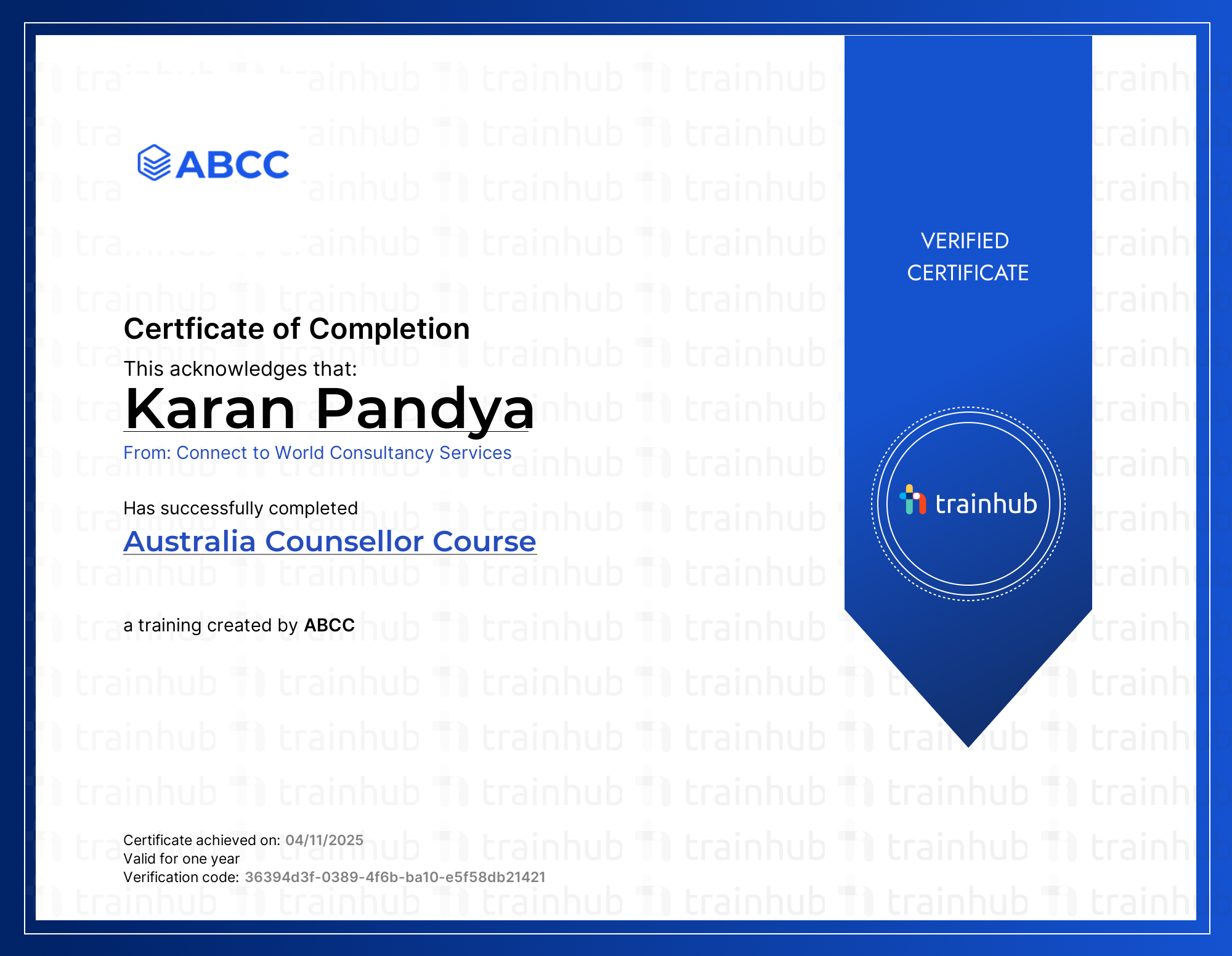Australia AB Certified Counsellor