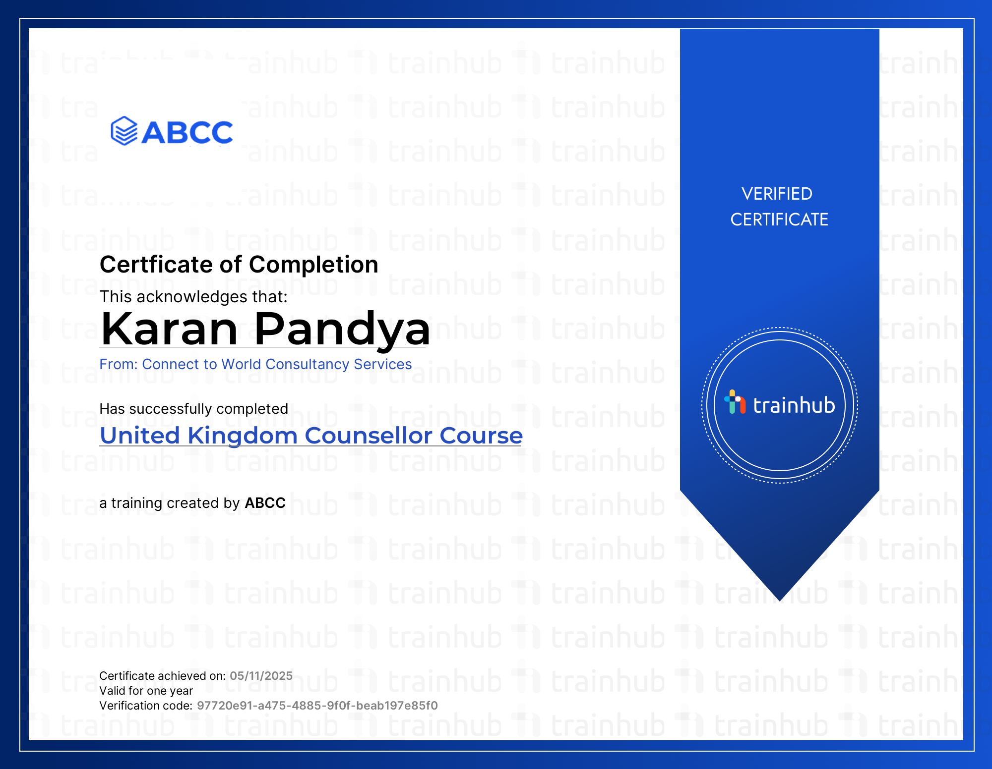 UK AB Certified Counsellor
